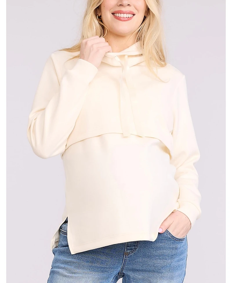 Motherhood Maternity Women's Funnel Neck Pullover Nursing Sweatshirt