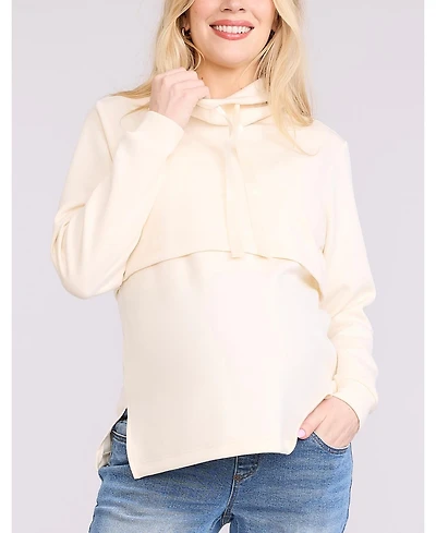 Motherhood Maternity Women's Funnel Neck Pullover Nursing Sweatshirt