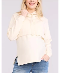 Motherhood Maternity Women's Funnel Neck Pullover Nursing Sweatshirt