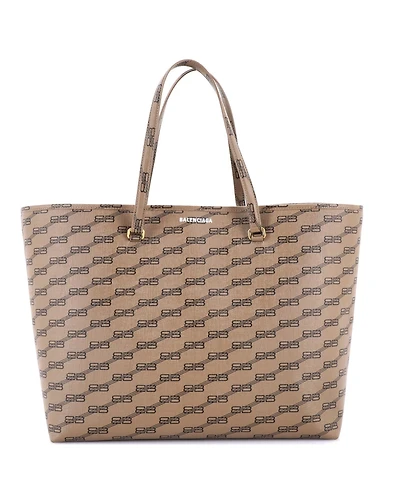 Pre-Owned Balenciaga Large Signature East-West Shopper Tote Bb Monogram Coated Canvas
