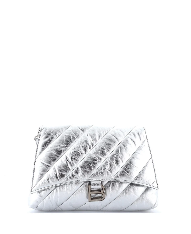 Pre-Owned Balenciaga Small Crush Chain Flap Bag Quilted Crushed Calfskin
