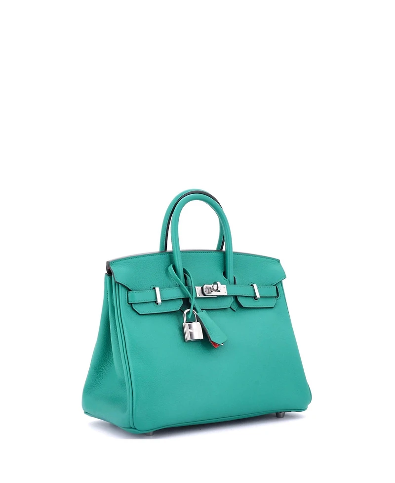 Pre-Owned Hermes Birkin 25 Handbag Verso Novillo with Palladium Hardware