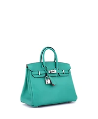 Pre-Owned Hermes Birkin 25 Handbag Verso Novillo with Palladium Hardware