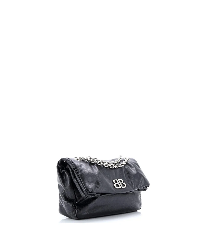 Pre-Owned Balenciaga Small Monaco Chain Flap Shoulder Bag Leather