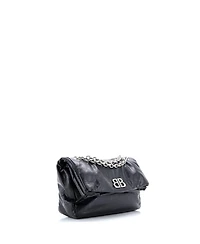 Pre-Owned Balenciaga Small Monaco Chain Flap Shoulder Bag Leather