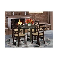 East West Furniture 5 Pc small Kitchen Table set-round Kitchen Table and 4 Dining Chairs