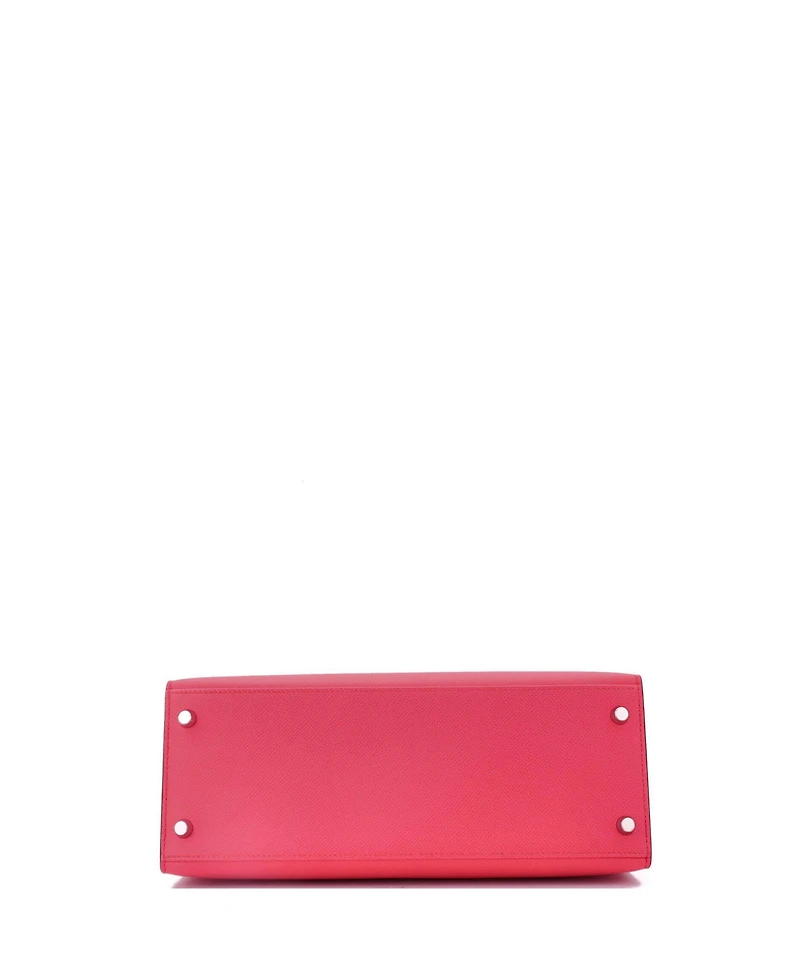 Pre-Owned Hermes Kelly Handbag Pink Epsom with Palladium Hardware
