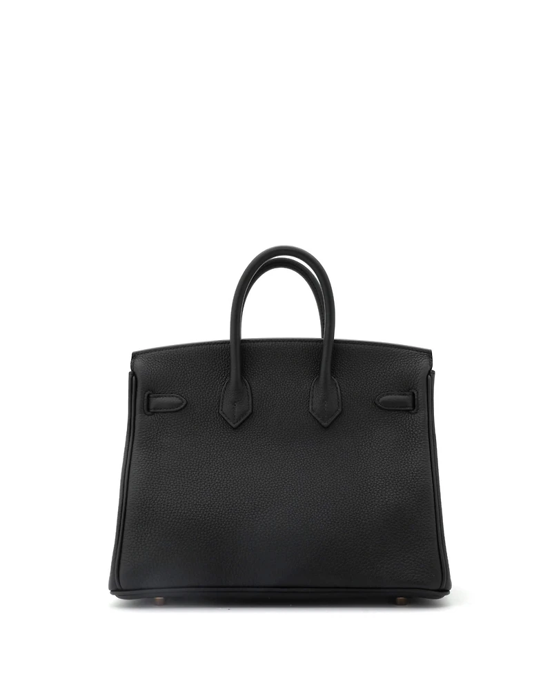Pre-Owned Hermes Birkin 25 Handbag Black Togo with Rose Gold Hardware