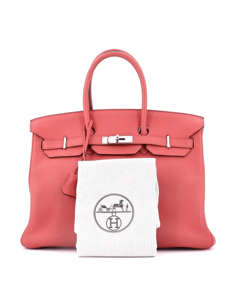 Pre-Owned Hermes Birkin 35 Handbag Pink Togo with Palladium Hardware