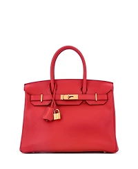Pre-Owned Hermes Birkin 30 Handbag Red Togo with Gold Hardware