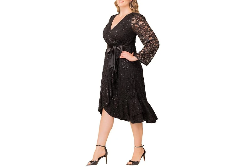 Kiyonna Women's Plus Cosmopolitan Sequin Lace Cocktail Dress