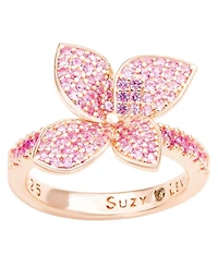 Suzy Levian New York Sterling Silver Sapphire Flower Ring