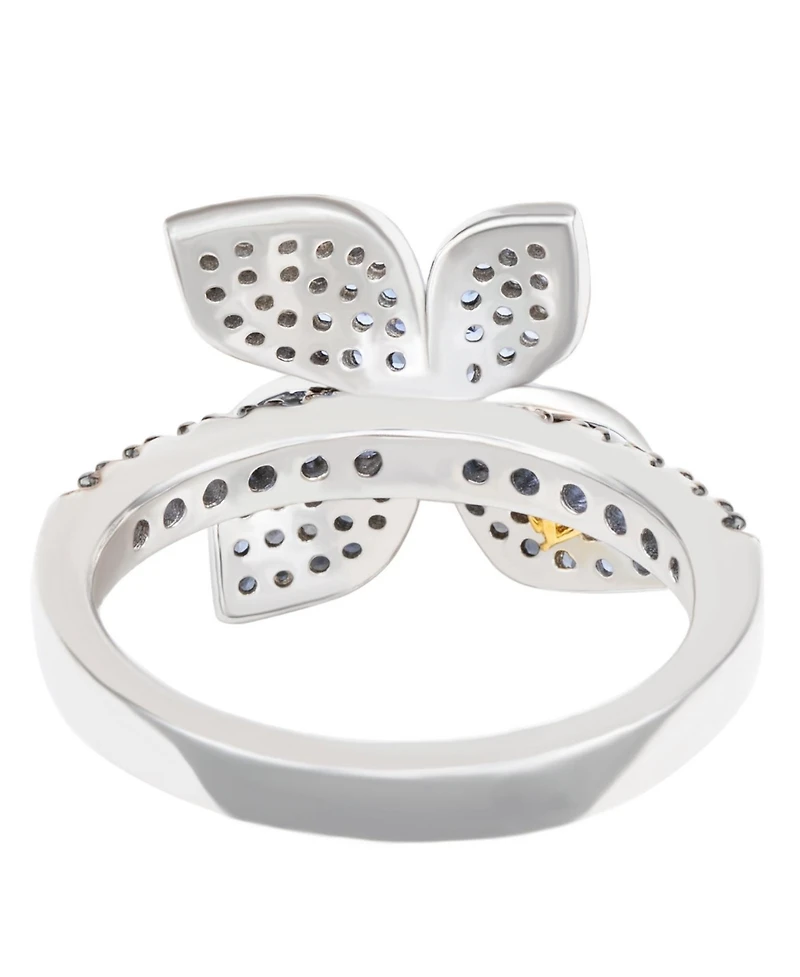 Suzy Levian New York Sterling Silver Sapphire Flower Ring