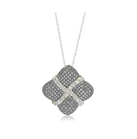 Suzy Levian Sterling Silver Sapphire & Created White Wrapped Cushion Pendant