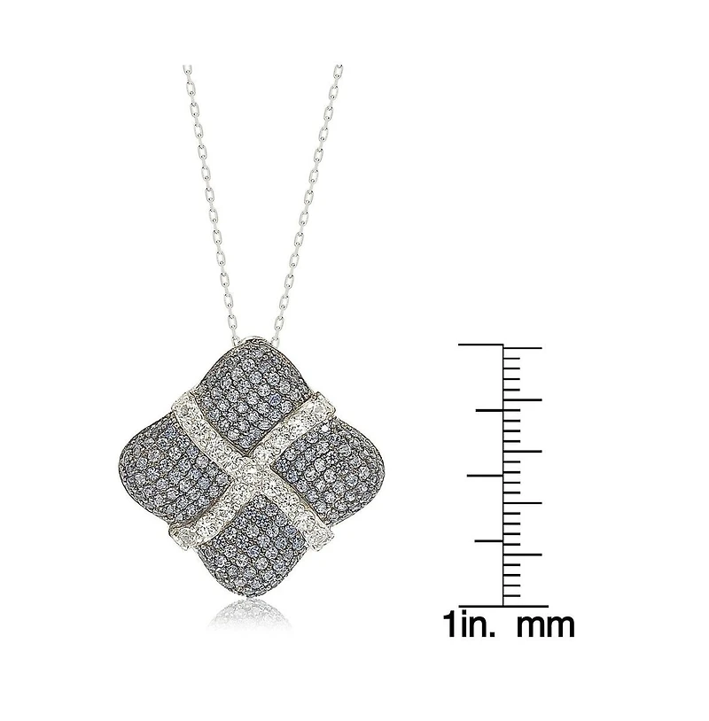 Suzy Levian Sterling Silver Sapphire & Created White Wrapped Cushion Pendant