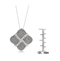 Suzy Levian Sterling Silver Sapphire & Created White Wrapped Cushion Pendant