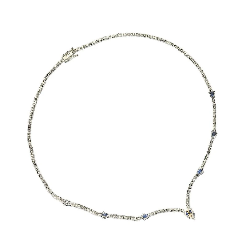 Suzy Levian Sterling Silver Pear-Cut Sapphire & Created White Sapphire Evening Necklace