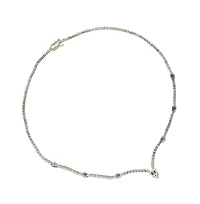 Suzy Levian Sterling Silver Pear-Cut Sapphire & Created White Sapphire Evening Necklace