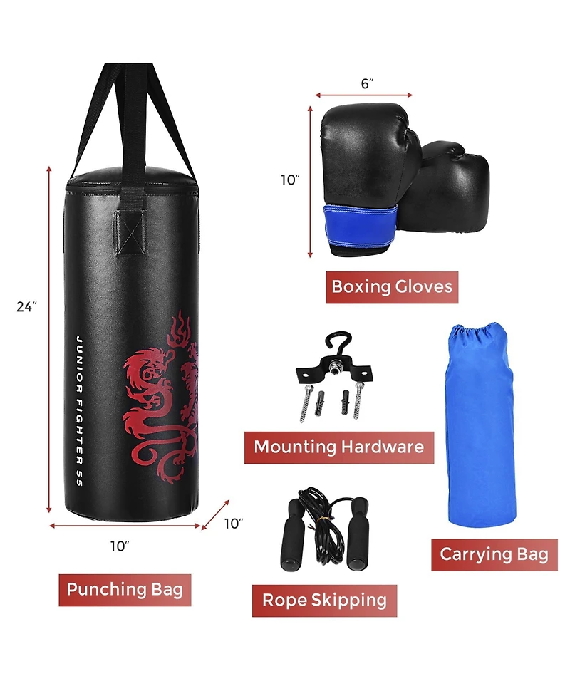 2 Feet Kids Gloves with Skipping Rope and Boxing Set for Fun Exercise