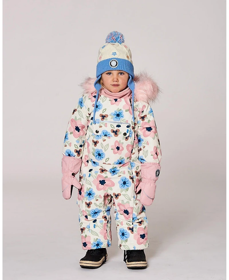 Deux par Girl Lined Knit Hat with Ears Off-White and Blue - Toddler|Child