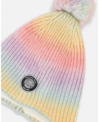 Deux par Girl Lined Peruvian Knit Pompom Hat Multicolor - Toddler|Child