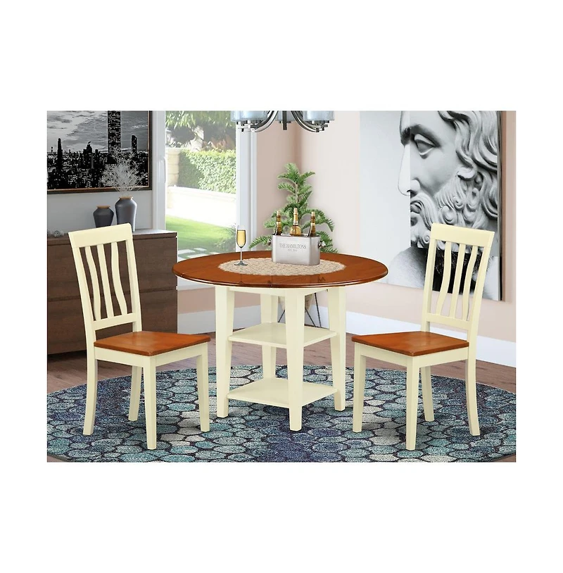 East West Furniture Dining Room Set Buttermilk & Cherry
