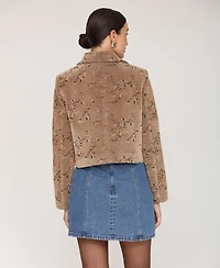 Avec Les Filles Women's Floral Corduroy Four Pocket Cropped Jacket