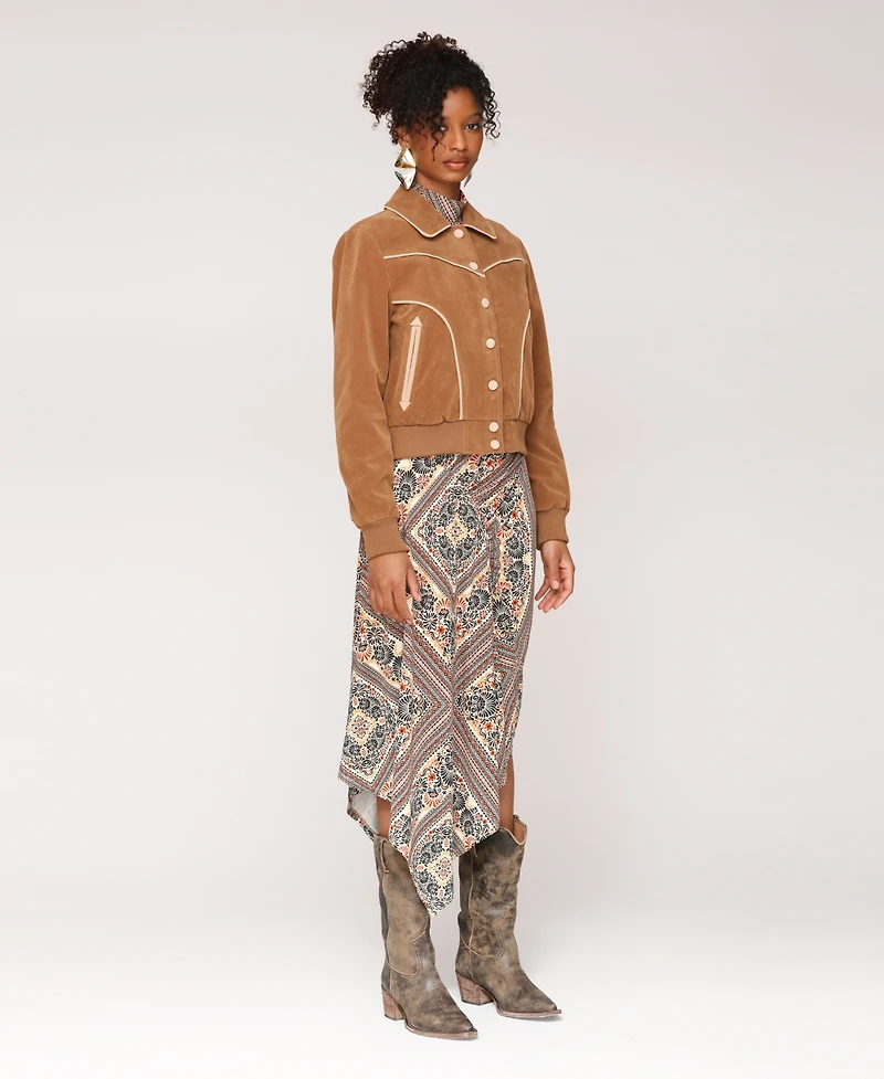 Avec Les Filles Women's Combo Piping Western Jacket