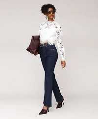 Avec Les Filles Women's Studded Belt High Rise Boot Cut Jeans