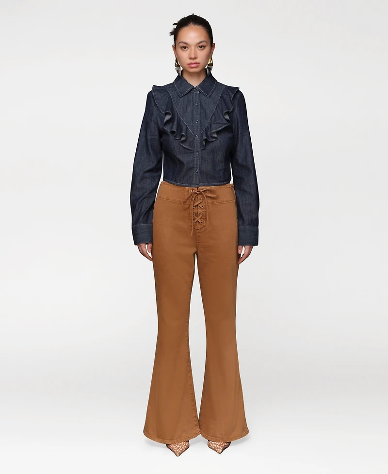 Avec Les Filles Women's Lace-Up Flare Pants