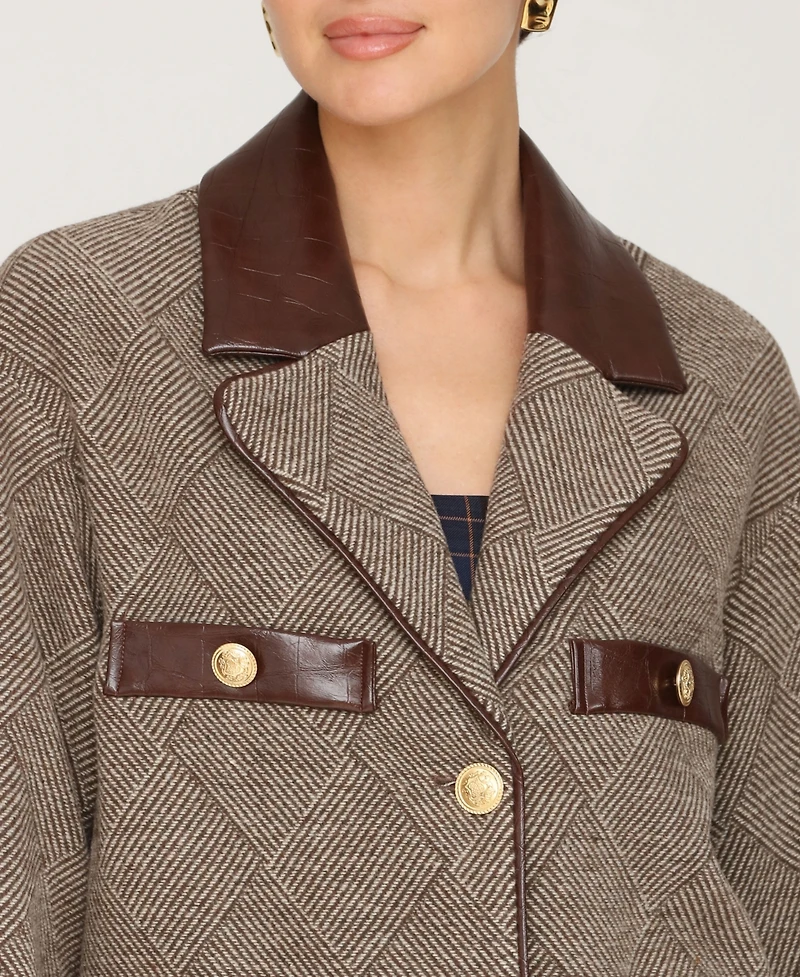 Avec Les Filles Women's Combo Spread Collar Coat