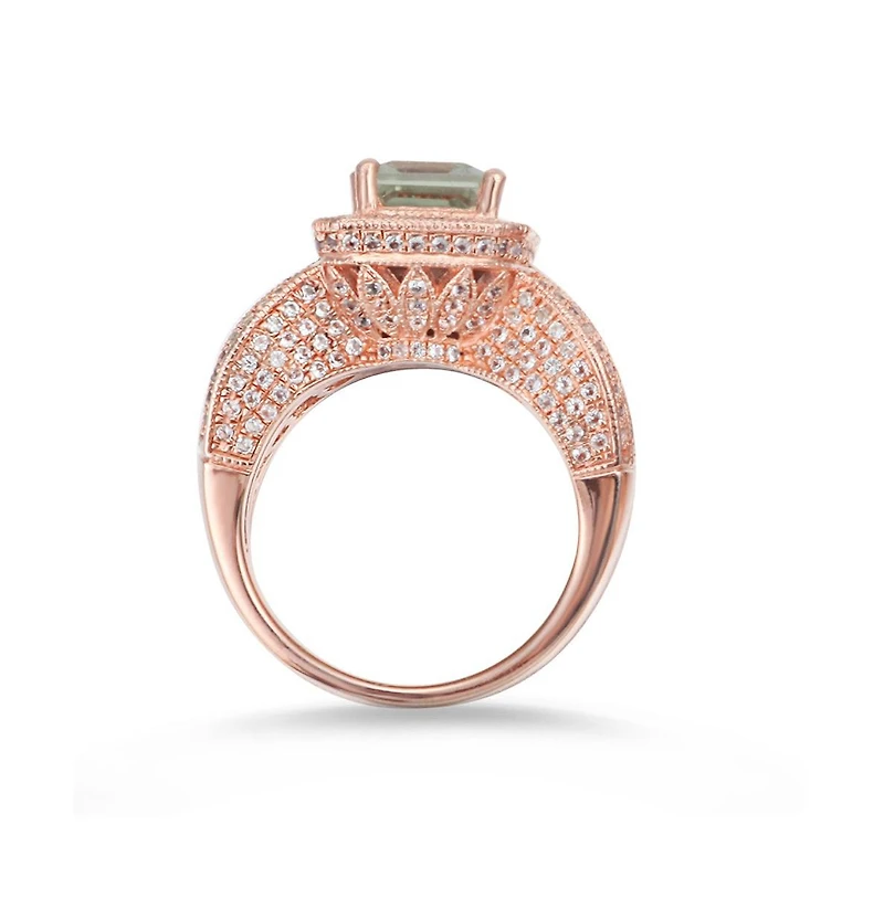 Suzy Levian New York Sterling Silver Emerald Cut Center Topaz Cocktail Ring