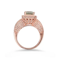 Suzy Levian New York Sterling Silver Emerald Cut Center Topaz Cocktail Ring