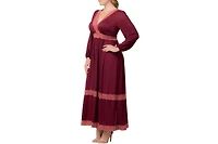 Kiyonna Women's Plus Lara Lace Trim Long Dress