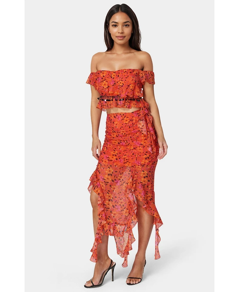 Bebe Ruffle Fringe Skirt
