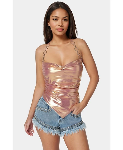 Bebe Metallic Handkerchief Top