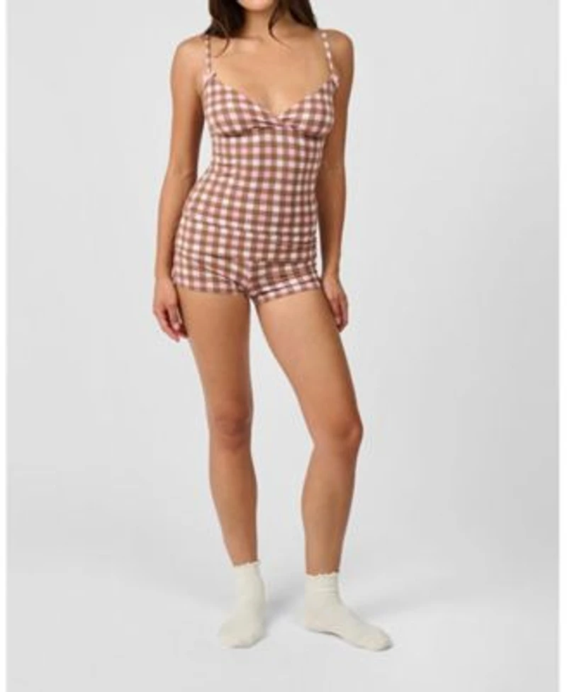 Crossover Cami Tank Top Fold Over Short Pajama Set