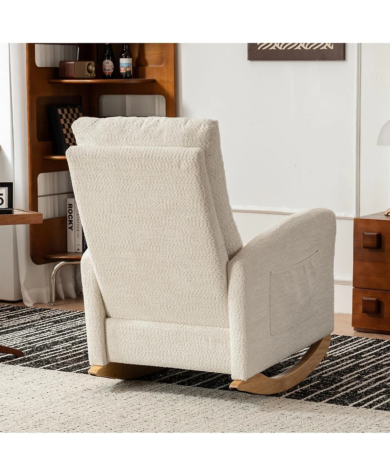 Casainc Rocking Chair with Footrest High Back Rubber Wood Legs