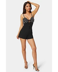 Bebe Women's Embellished Detail Knit Romper