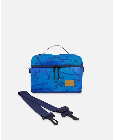 Deux par Deux Boy Lunch Box Blue Gradient Dinosaur Print - Toddler|Child