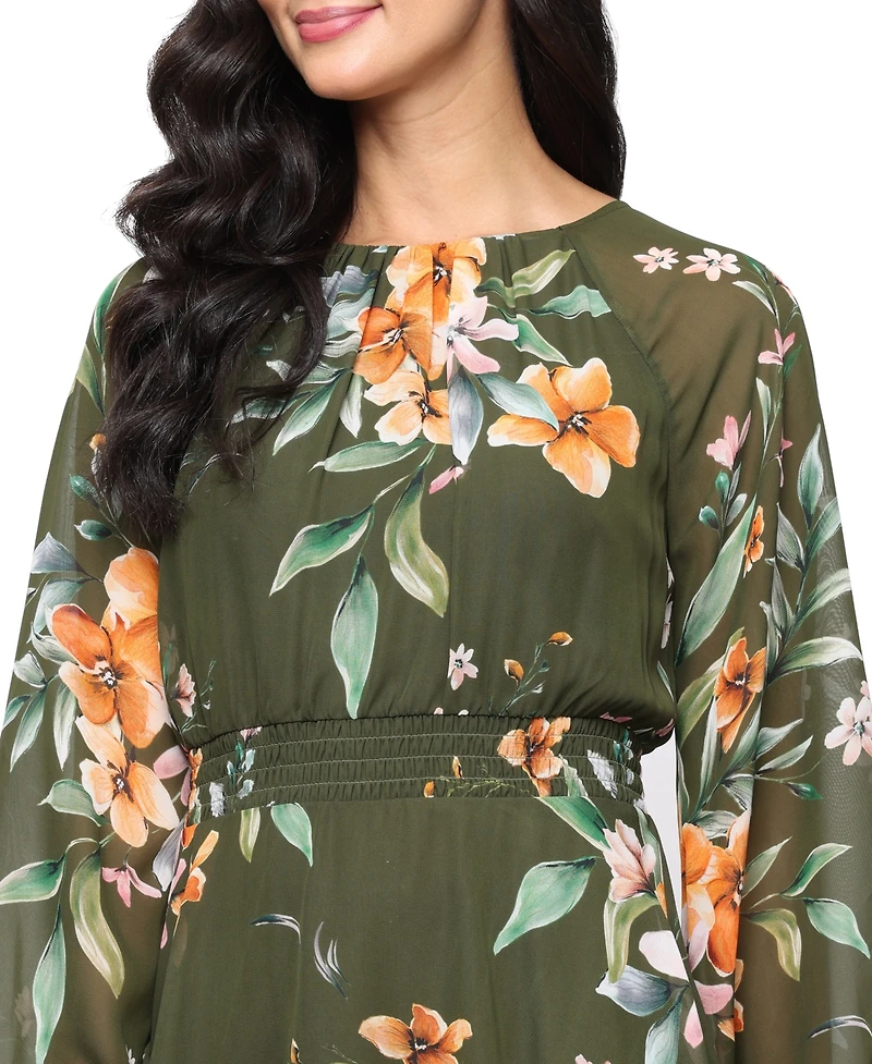 Sl Fashions Women's Bell Sleeves Midi Dress