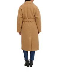 Sebby Collection Women's Long Belted Boucle Wrap Coat
