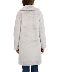 Sebby Collection Women's Faux Fur Notch Collar 3/4 Coat