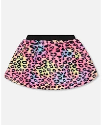 Deux par Girl Faux Fur Skirt Multicolor Leopard - Child