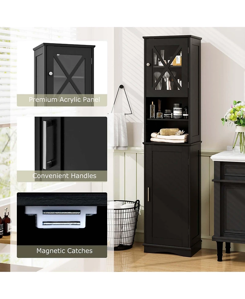 Costway 67" Tall Bathroom Cabinet Freestanding Storage with 5 Adjustable Shelves