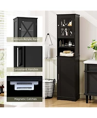 Costway 67" Tall Bathroom Cabinet Freestanding Storage with 5 Adjustable Shelves