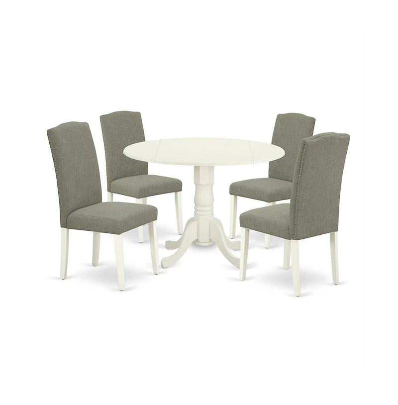 East West Furniture Dining Room Set Linen White