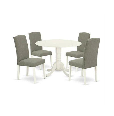 East West Furniture Dining Room Set Linen White