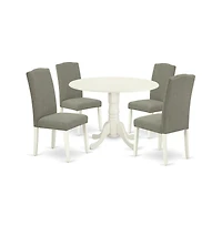 East West Furniture Dining Room Set Linen White