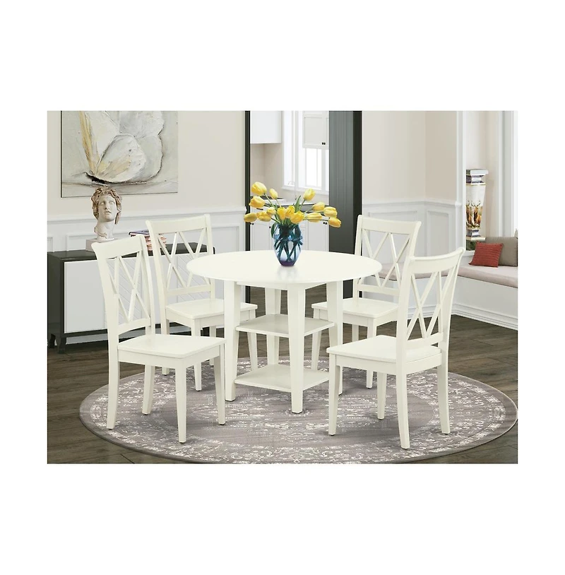 East West Furniture Dining Room Set Linen White